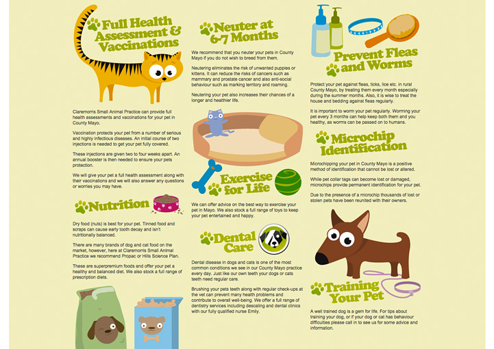 Claremorris Small Animal Practice web page design 2