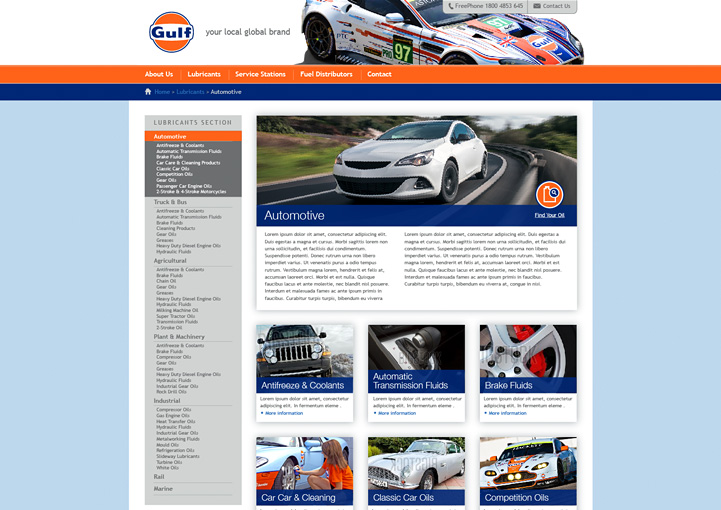 Gulf Oil web page design 3