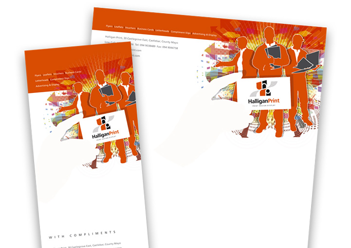 Halligan Print letterhead and compliments slip design