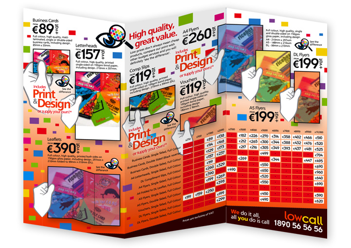 Halligan Print price list design inside