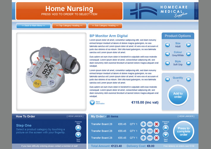 Homecare Medical Supplies Kiosk Interface Design Ballyhaunis
