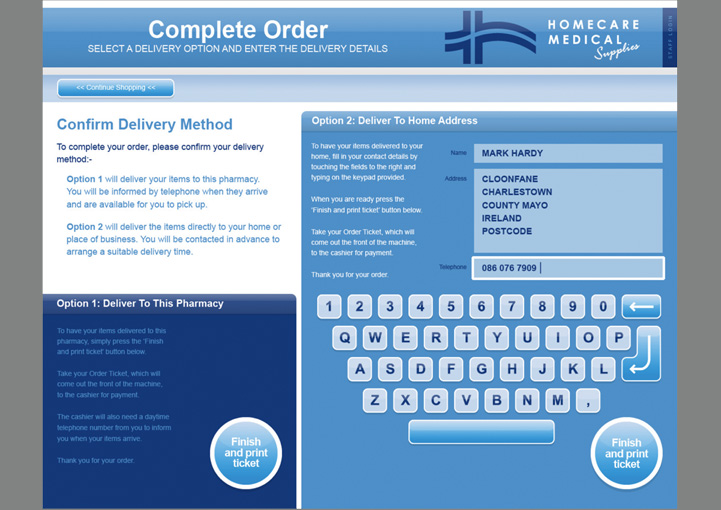 Homecare Medical Supplies Kiosk Interface Design Ballyhaunis