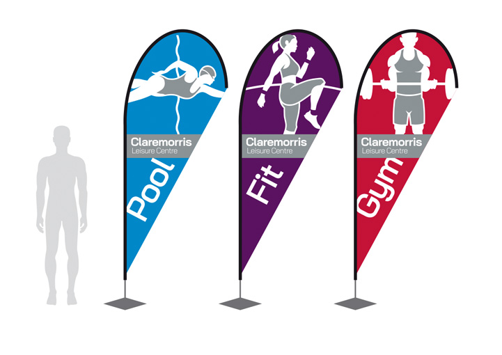Claremorris Leisure Centre teardrop banner designs