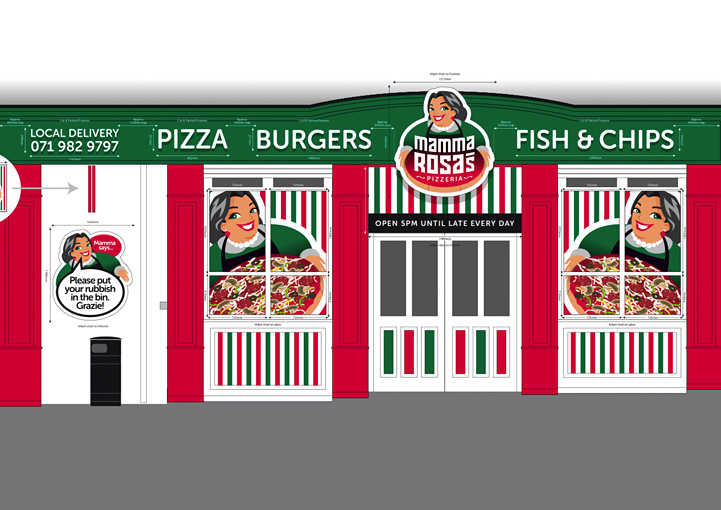 Mamma Rosa's Pizzeria Shop Fascia Design Bundoran