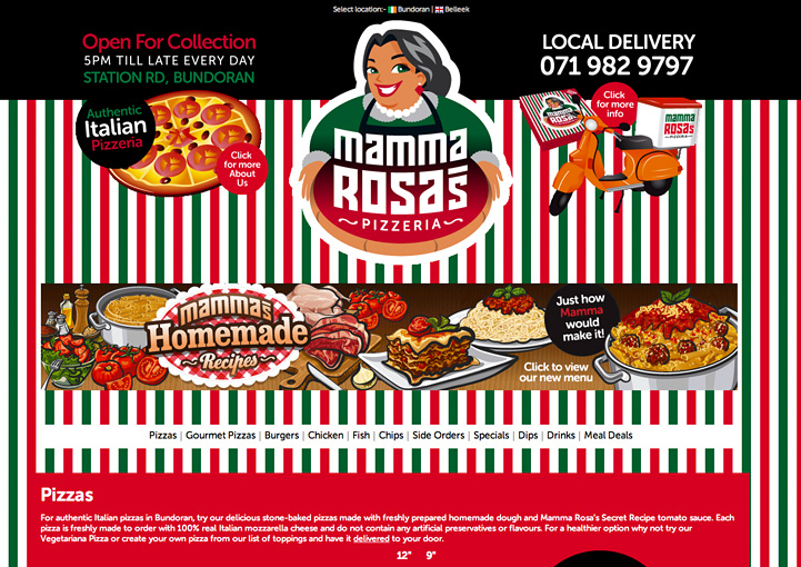 Mamma Rosa's Web Site Design Bundoran