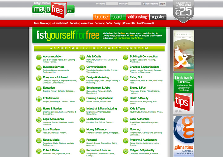 MayoFree web directory design