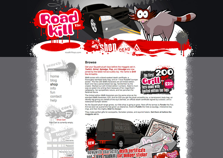 Roadkill Toys web design