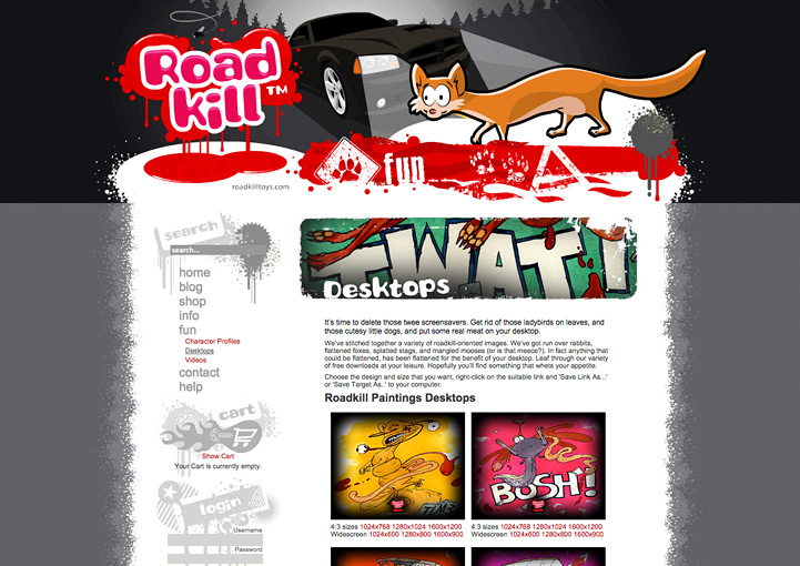 Roadkill Toys web page design