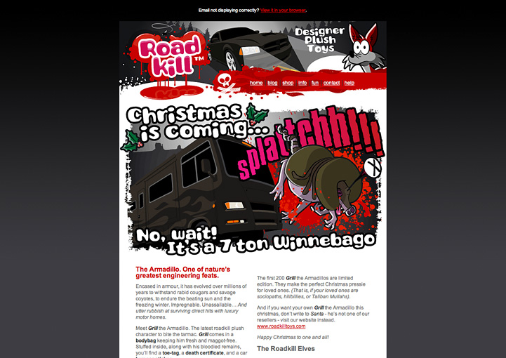 Roadkill Toys ezine design