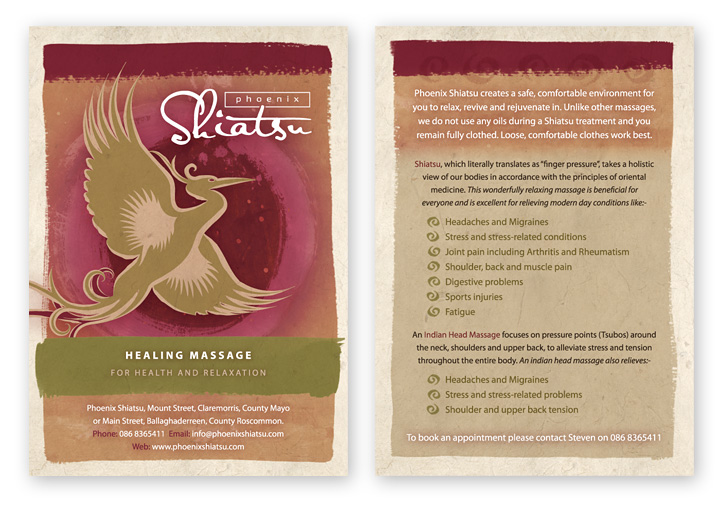 Phoenix Shiatsu Postcard Design Claremorris