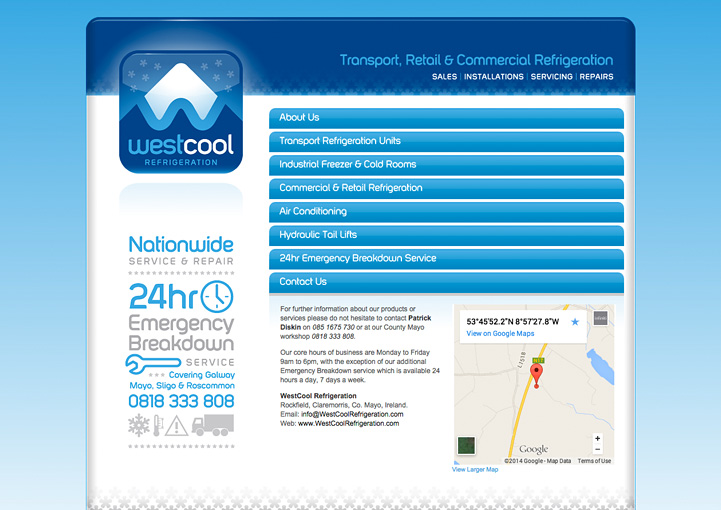 Westcool Refrigeration web design